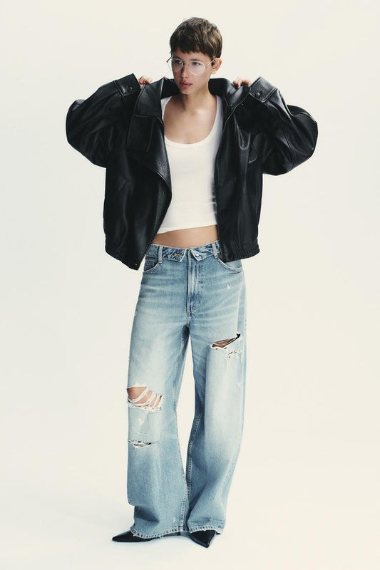 High Collar Leather Jacket