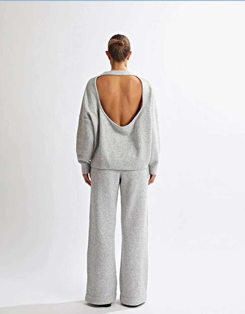 Grey Backless Sweat Set