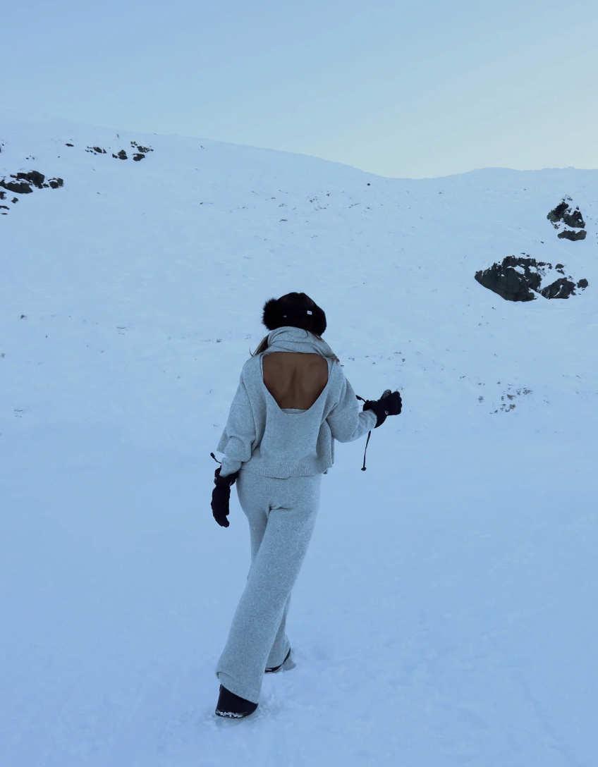 Grey Backless Sweat Set