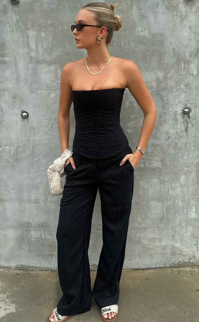 Pinstripe Corset Set